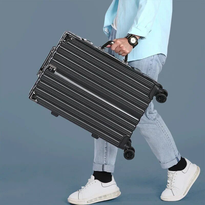 Trolley Luggage Aluminum Frame Rolling Luggage Case 20 24 26 28 inch Travel Suitcase on Wheels Combination Lock Carry on Luggage