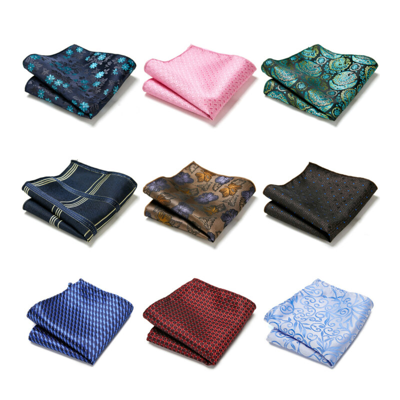 Pañuelo de seda hecho a mano para hombre, ropa Formal con estampado cuadrado y bolsillo, color azul claro, para el trabajo