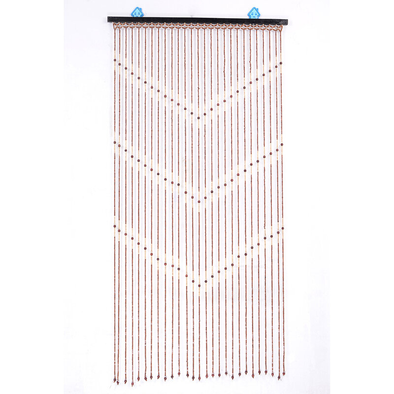 Tür dekoration Vorhang mit Stange Holz Bambus Perlen hand gefertigte Haken Typ String Welle Quaste drapieren Trennwand Vorhang Teiler