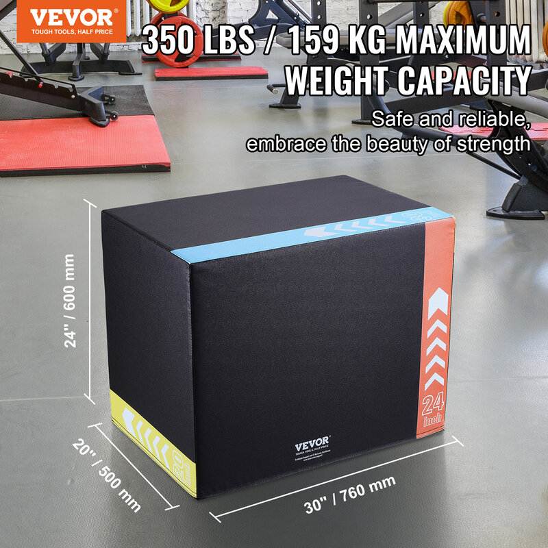 VEVOR 3 in 1 Foam Plyometric Jump Box Jumping Exercise Jumping Trainer Agility Anti-Slip Fitness  Step Up Box Home Gym Training
