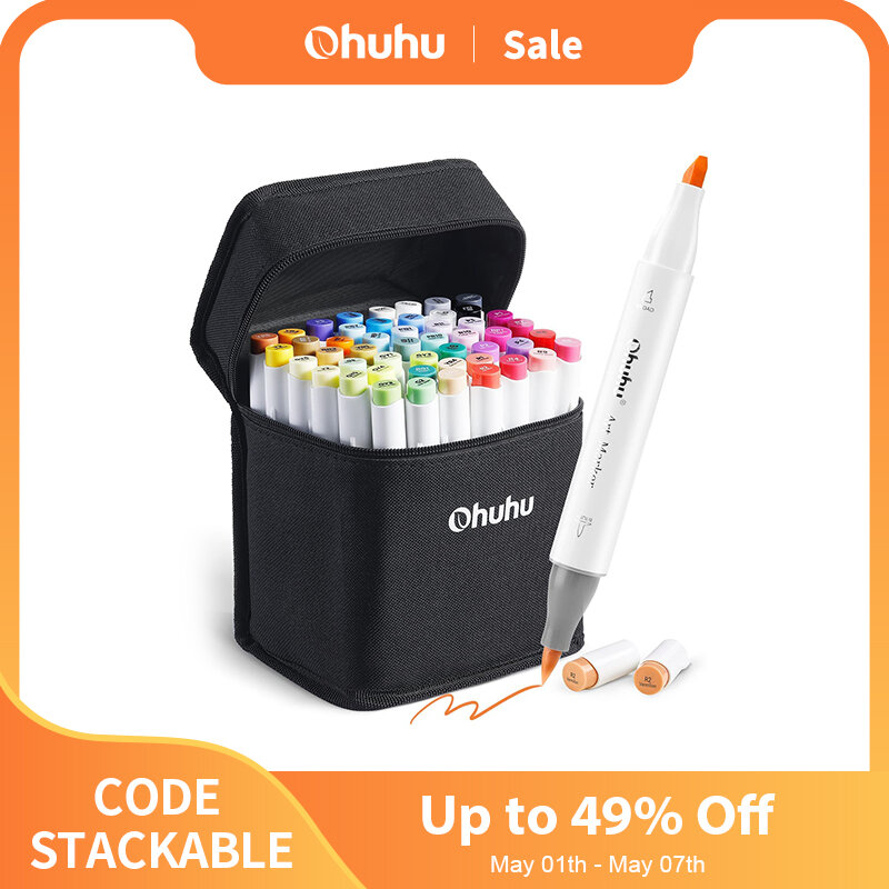 Набор маркеров Ohuhu для рисования в Гонолулу, масляные спиртовые художественные маркеры, двойная кисть, фетровая ручка, искусственная ручка для рисования, манга, школа