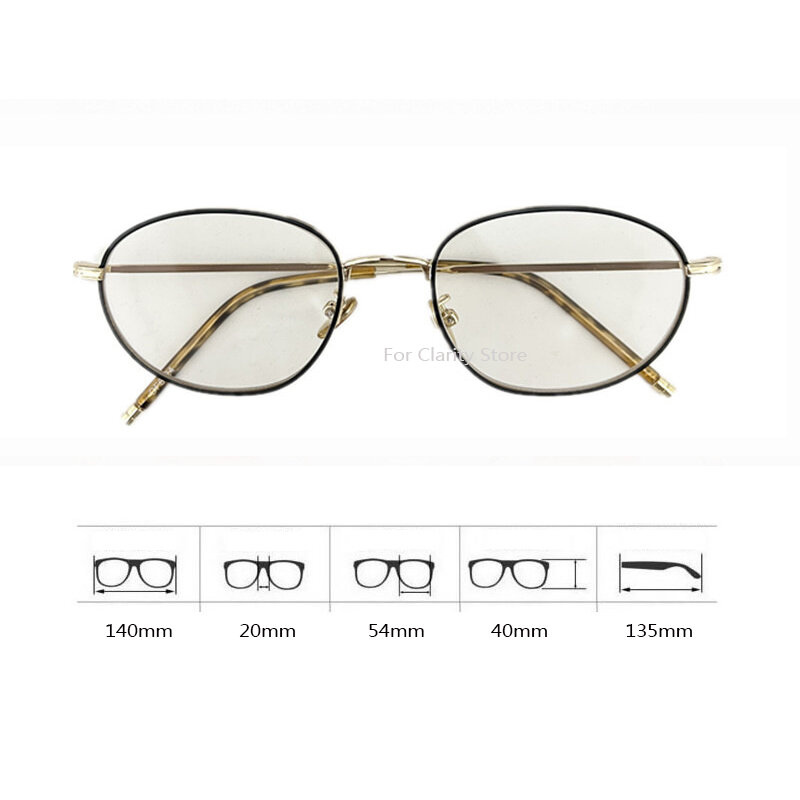 Kacamata bingkai Oval Retro Korea wanita, kacamata komputer dekorasi lucu, Kacamata polos tanpa rias