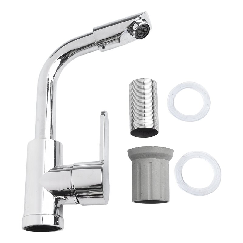1PCS Tap Thickened Plastic Steel Single Handle Bathroom Faucet Polished Chrome Plated Swivel Basin Sink Cold Hot Mixer Tap