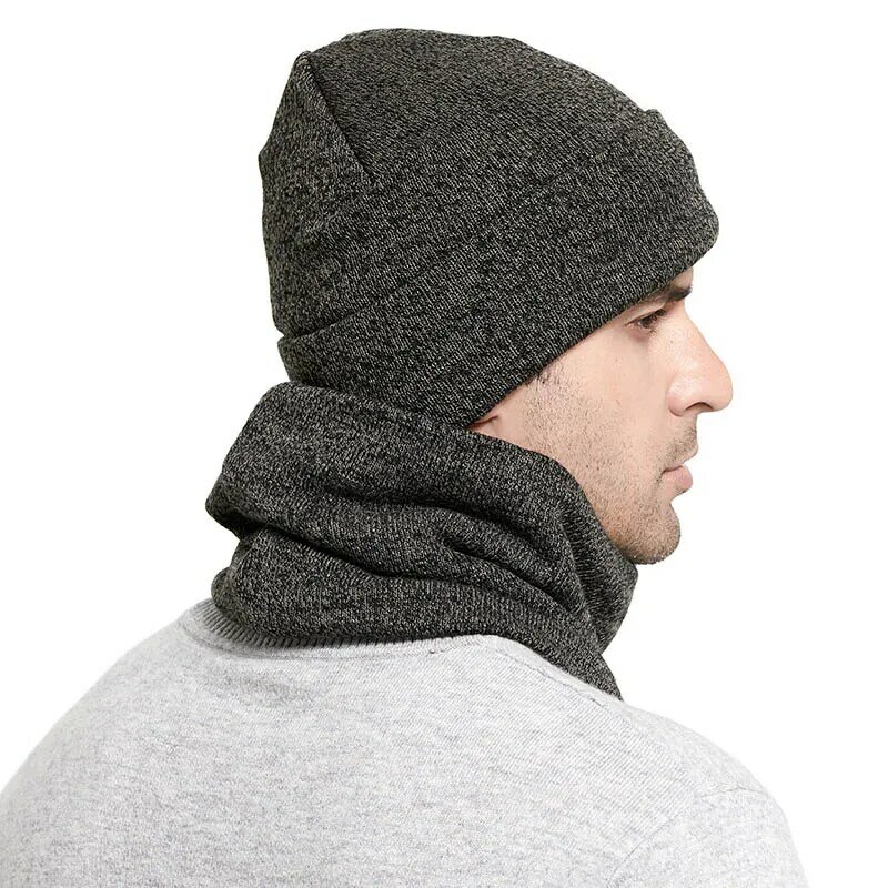Ensemble de chapeaux tricotés, écharpe épaisse, en velours, unisexe, chaud, doux, en coton, solide, pour hommes et femmes, hiver