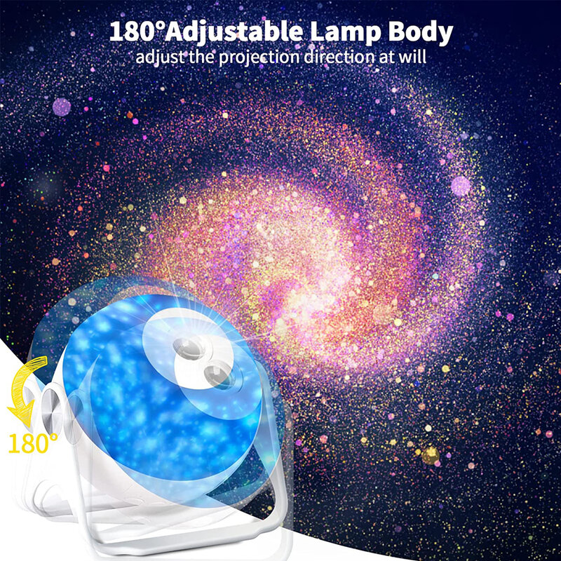 은하 야간 조명 프로젝터 스타 프로젝션 램프 성운 달 행성 오로라 360° 회전 초점 맞추기 어린이 침실 선물