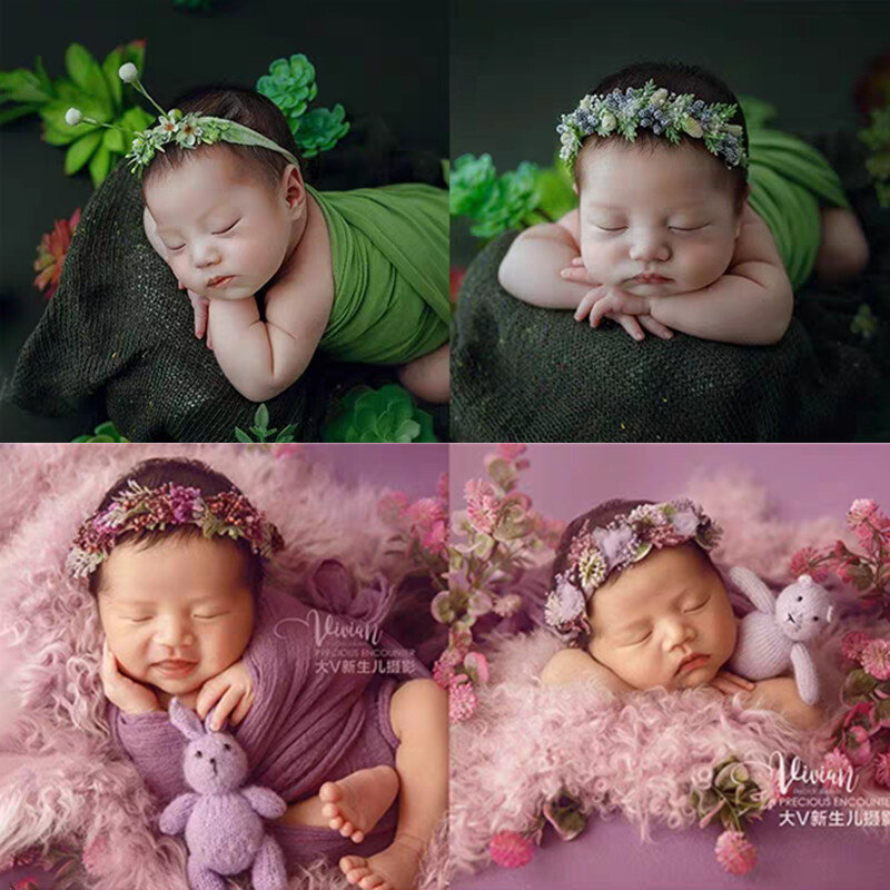❤️ Neugeborene Fotografie Requisiten Zubehör Baby Kopf bedeckung Studio Baby Foto Zubehör Haarband Handbuch Stirnband Girlande Fotografia