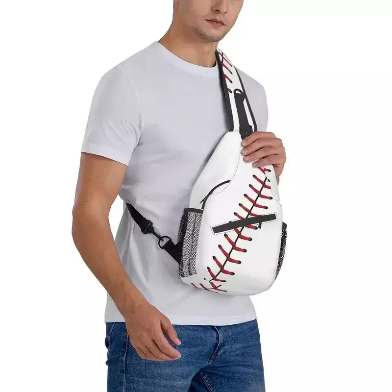 Baseball Ball Lace Seam Sling Crossbody Chest Bag Men Casual Softball Shoulder Backpack for Hiking