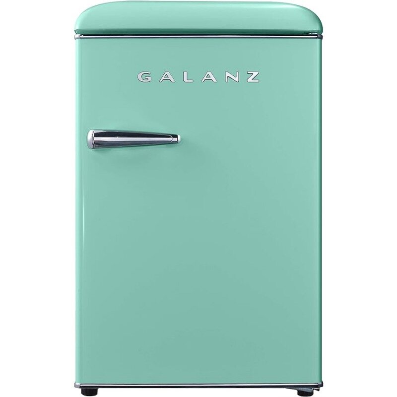 Galanz GLR25MGNR10 Retro kompaktowa lodówka, pojedyncze drzwi, regulowany termostat mechaniczny z agregatem chłodniczym, zielony, 2.5 Cu Ft