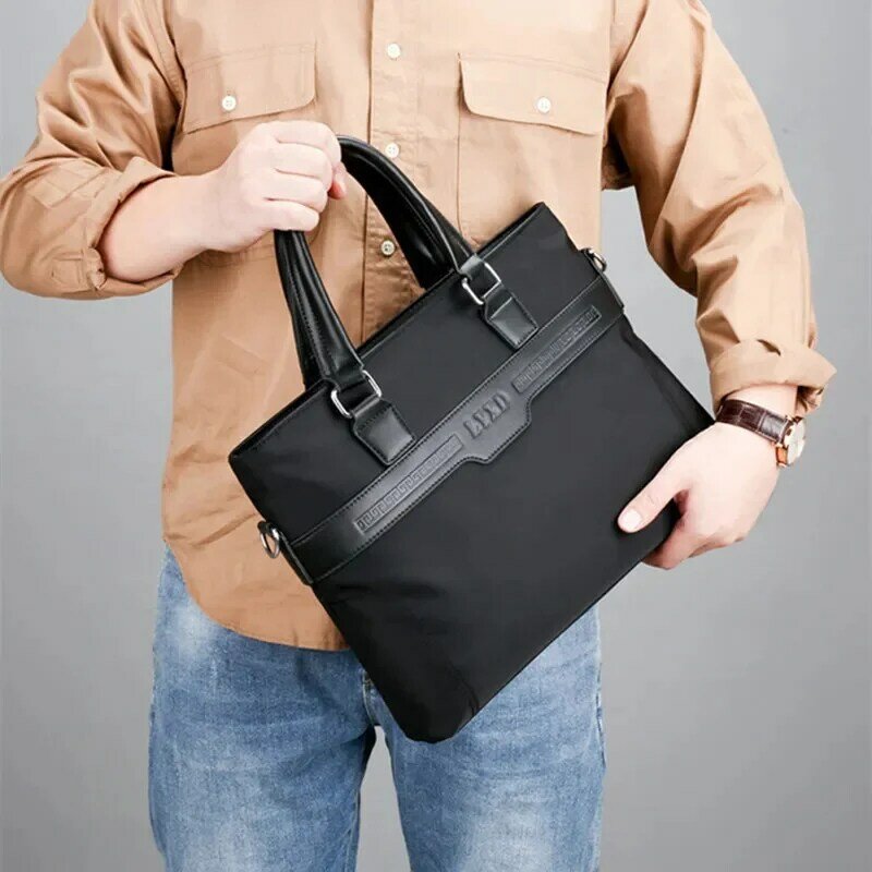 Malas masculinas com zíper, bolsa portátil de negócios, bolsa de ombro masculina casual, bolsa tiracolo, arquivo de escritório, nova moda