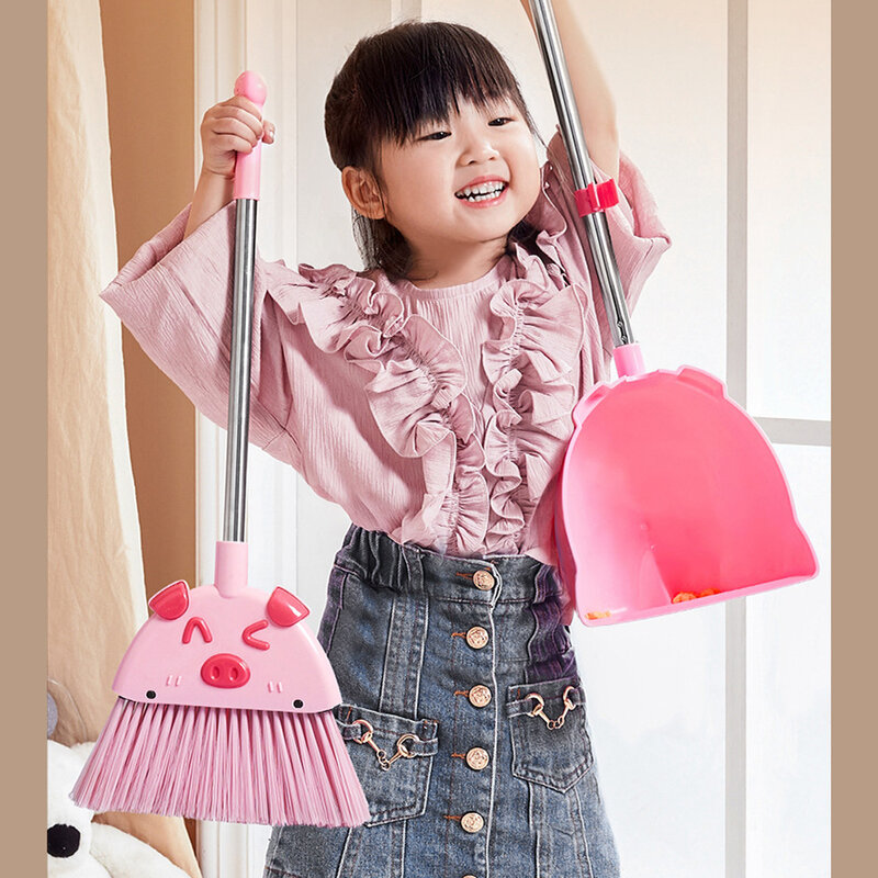 Mini Broom with Dustpan Mop Baby Specific Small Broom Mop for Kids Birthday Gifts Little Housekeeping Helper Set 3-6 Years Old