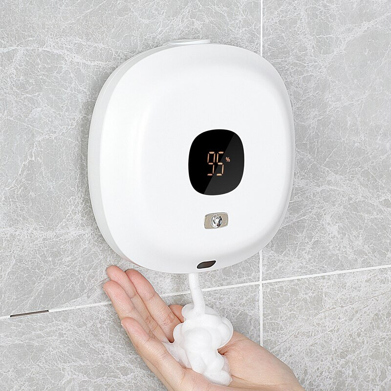 壁掛け式自動泡石鹸ディスペンサー,スマート手洗い機,USB充電,タッチレス,LEDディスプレイ,バスルーム