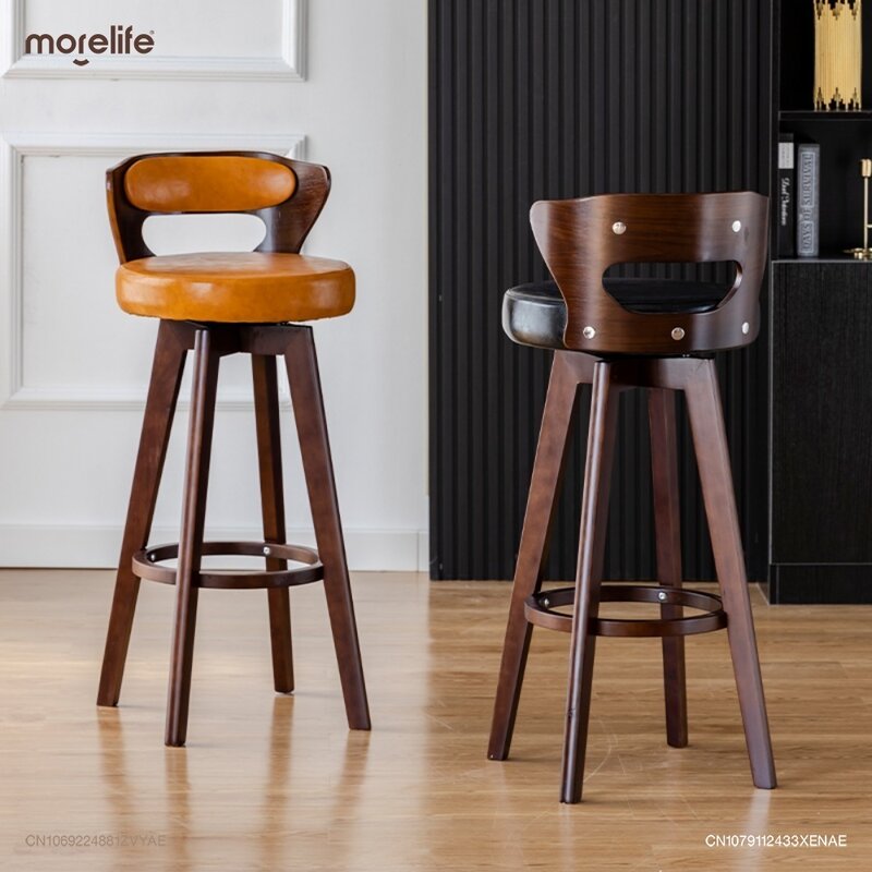 Stołki barowe w kawiarni amerykański styl Retro obrotowe z litego drewna krzesła barowe domowe meble stołkowe z wysokimi stopami