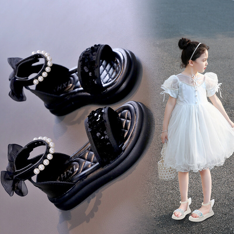 Сандалии для девочек, детская летняя обувь с бантом, Новое поступление, модные уличные сандалии от 4-6-7-8 лет, 787