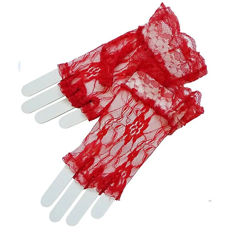 Guantes de medio dedo transparentes con flores de encaje para mujer, sexis, finos, a la moda, suaves, para fiesta de Cosplay