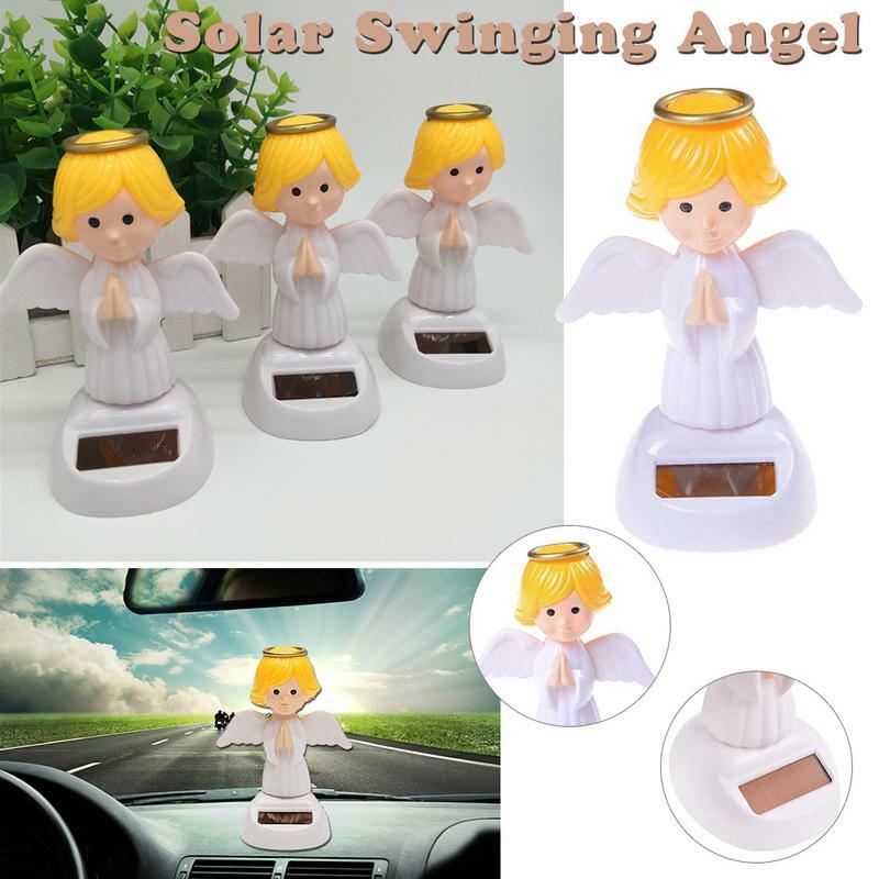 Angetriebene tanzende Solar schwingende Engel solar betriebene tanzende Flip-Puppen super süße Klappe Engel Heimauto Dekor Spielzeug