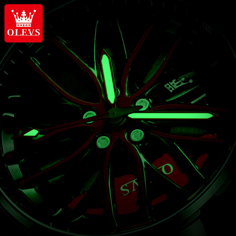 Ollevs Sport Car Velg Heren Horloges Luxe Roterende Wiel Wijzerplaat Lichtgevende Klassieke Quartz Polshorloge Topmerk Reloj Hombre