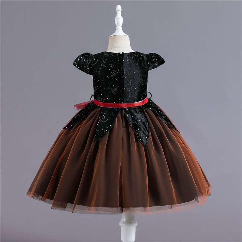 Платье-трапеция с рукавом-крылышком для девочек 2-12 лет