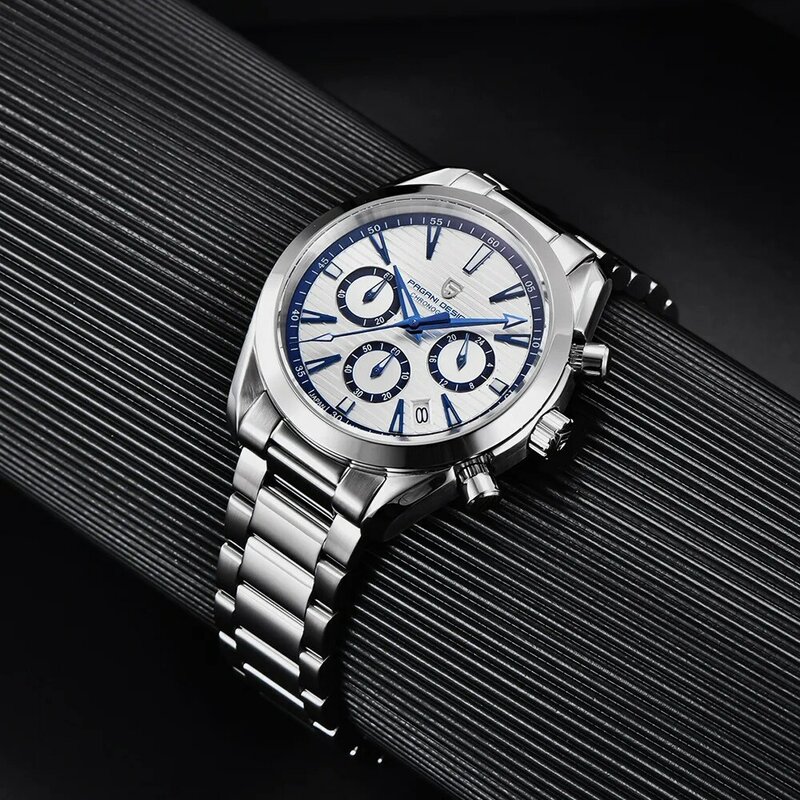 Montre à quartz étanche en acier inoxydable pour homme montre bracelet chronographe Shoous montres de sport d'affaires calendrier et date mode de luxe