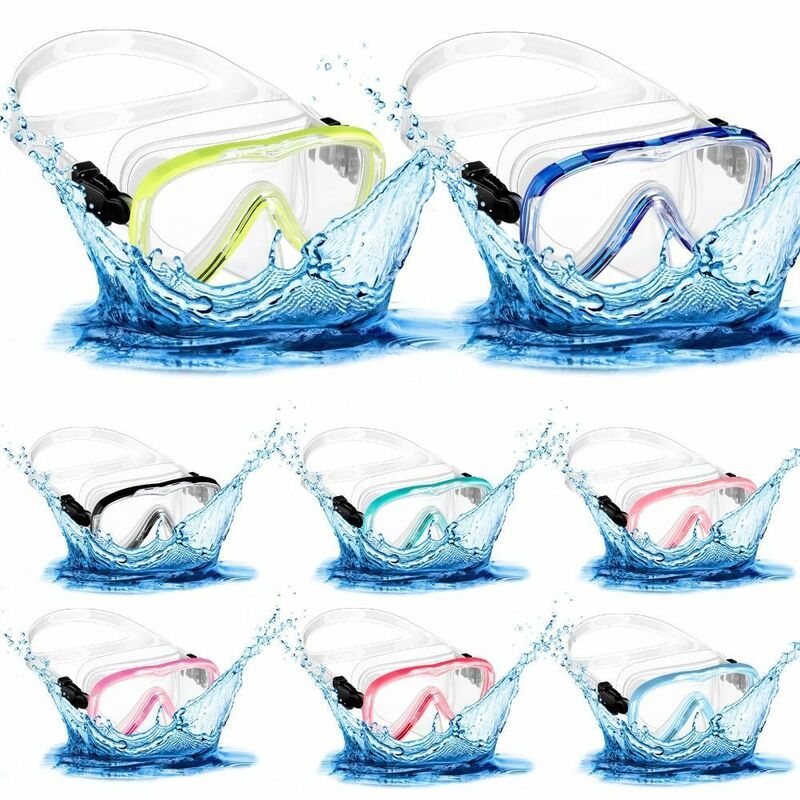 PVC Strap Swim Goggles para crianças, capa de nariz, anti nevoeiro, óculos de natação Snorkel, anti-vazamento, PC Glass, máscara de mergulho infantil para jovens