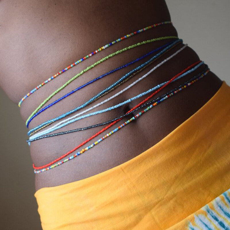 Богемные украшения на талию, бикини, Летний Пляжный Африканский Цыганский пояс, цепочка для тела с красочными бусинами для женщин и девушек, 30 шт.