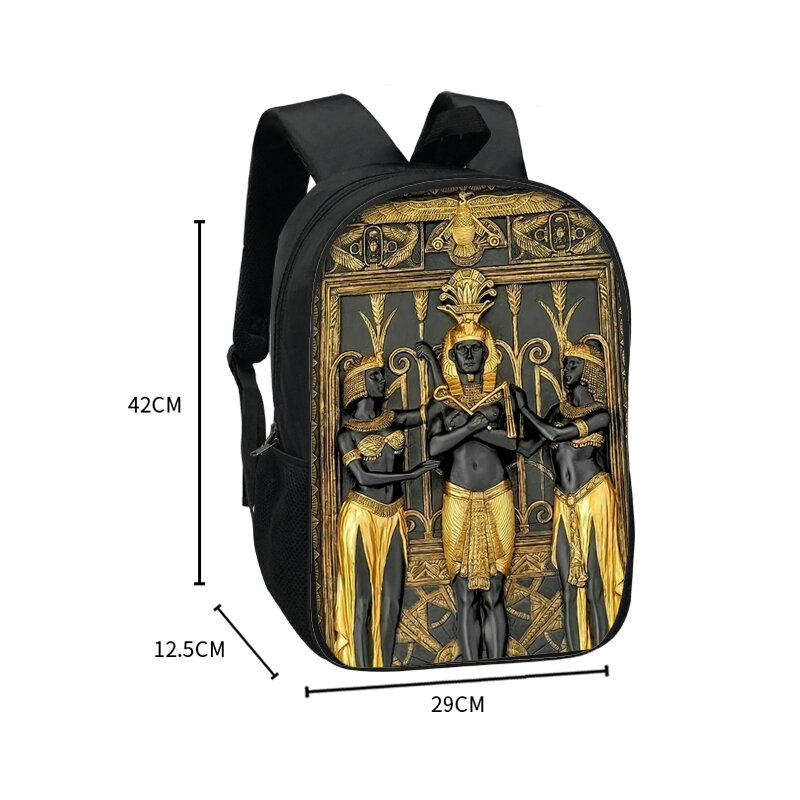 Seni Mesir Kuno Cetak Ransel untuk Remaja Laki-laki Perempuan Mesir Firaun Anubis Tas Buku Kanvas Tas Sekolah Siswa