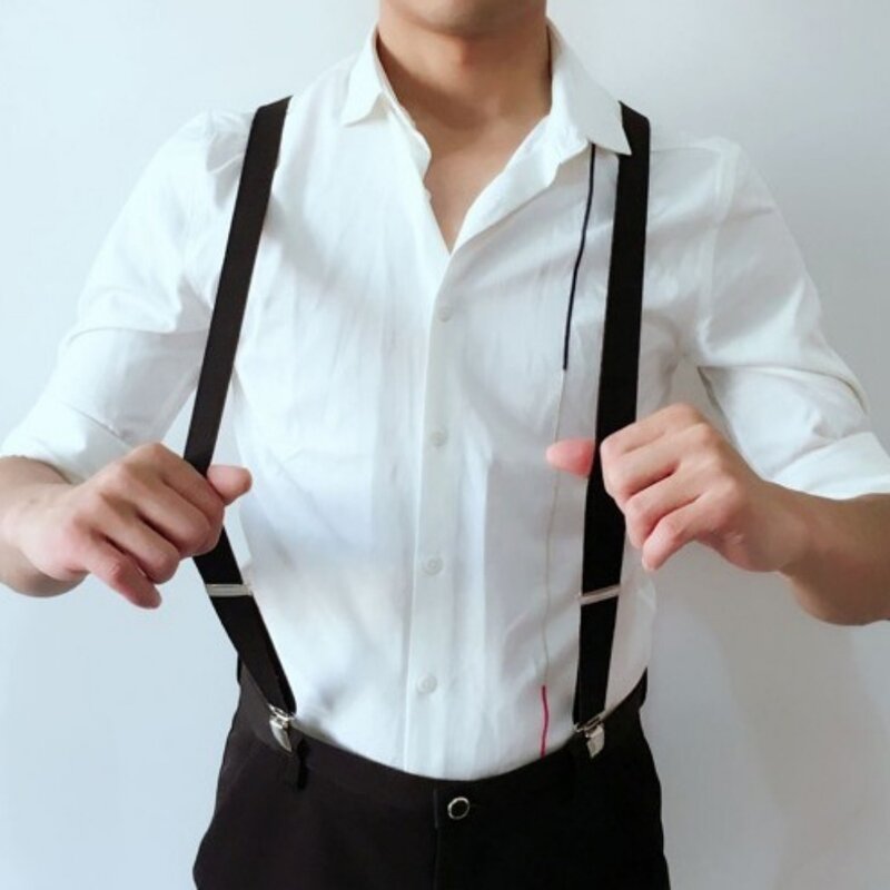 Szelki o szerokości 2.5cm 3 klipsy z wysokim elastyczna regulacja ramiączkami szelki wytrzymałe spodnie z tyłu dla mężczyzn spódnica od garnituru