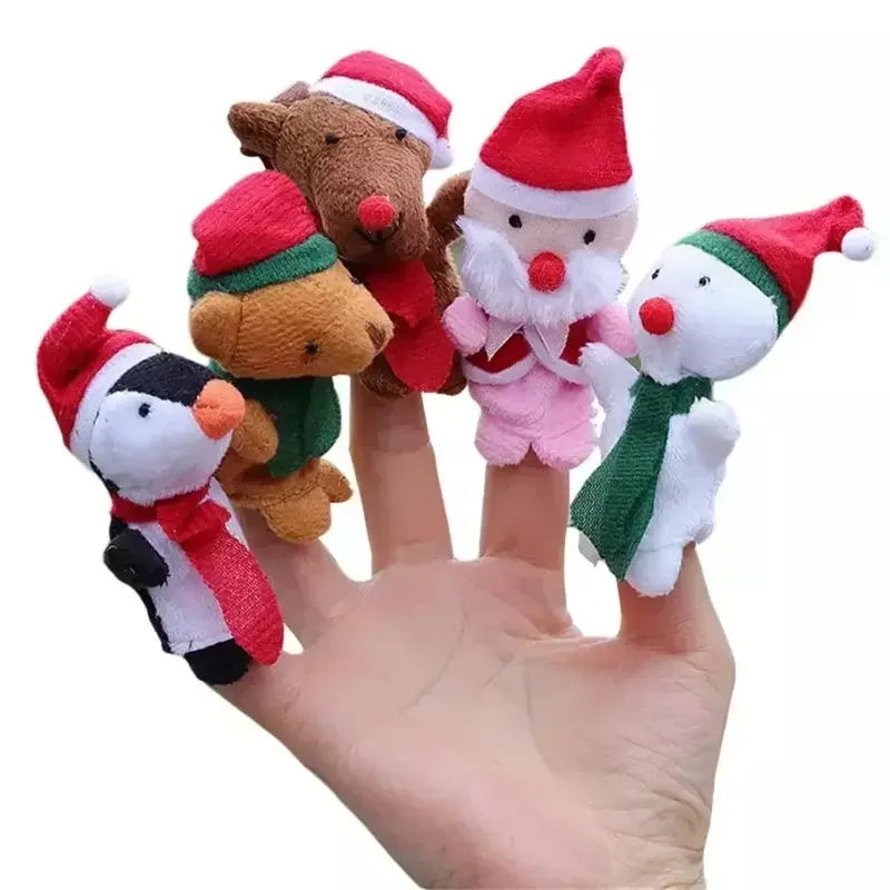 1/5/10pcs Cartoon animale biologico burattino da dito Storytelling burattino a mano peluche bambole bomboniere per bambini divertenti regalo di natale per bambini