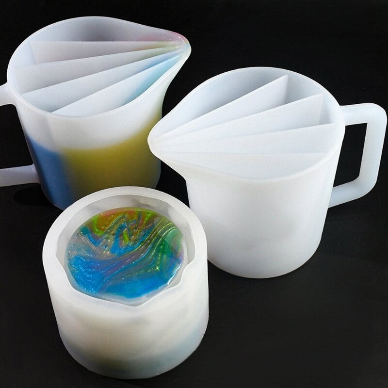 Vaso mezclador silicona Vaso dividido silicona con asa Vaso mezclador color resina para artistas artesanos y