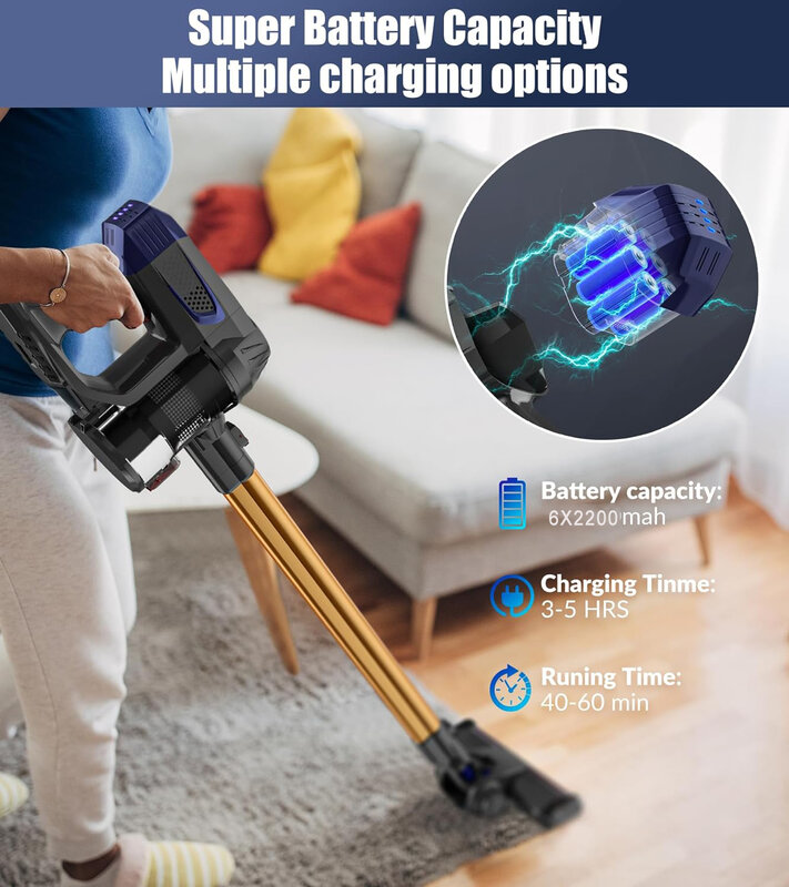 Handheld Home vacuum cleaners high power Wireless vacuum cleaner 13kpa Large suction 6 in 1 Lightweight for Hardwood Pet Hair