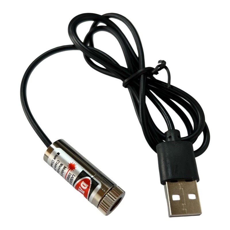 Conector USB Módulo Laser com foco ajustável, Cabeça de laser vermelho, Lâmpada de posicionamento industrial, 650nm, 12mm, 5mw