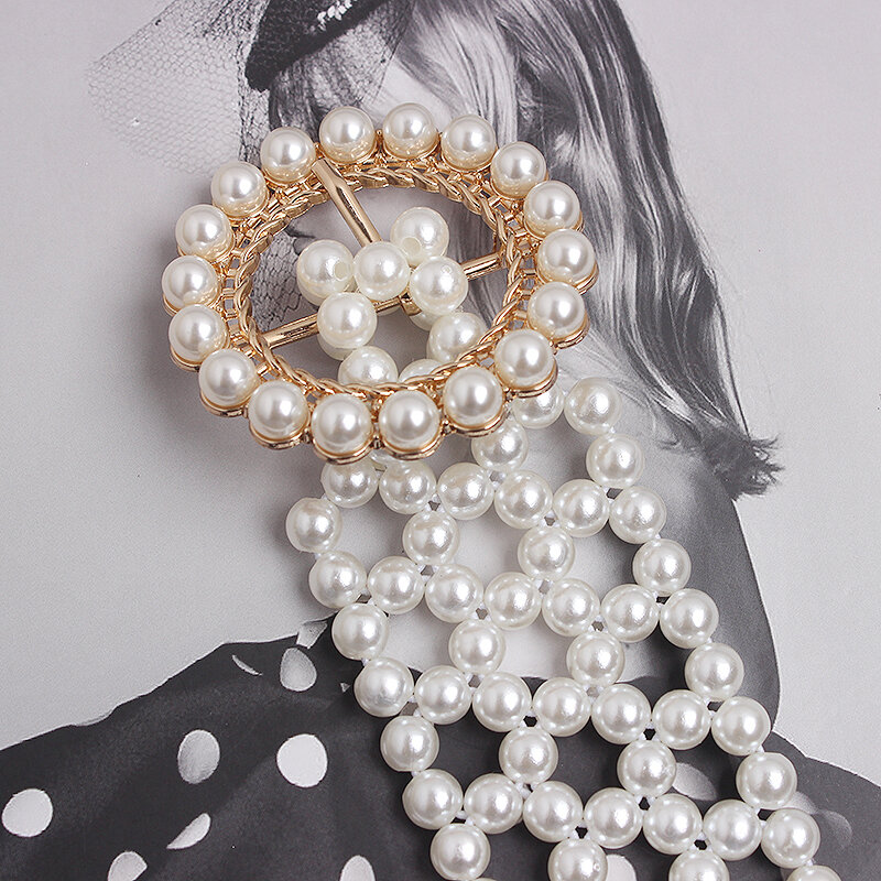 Vintage perłowy pasek damski, pasek perłowy dla kobiet, pasek z modą na sukienkę, łańcuszek rozciągliwe, modne paski jubilerskie