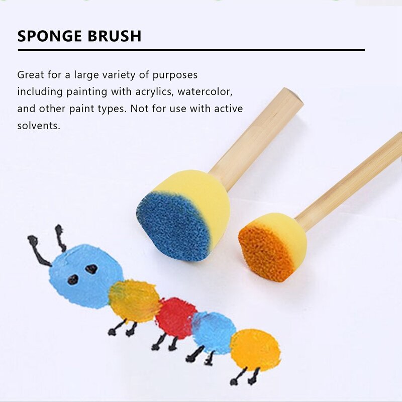 Pack Of 30 Round Foam Sponge Paint Brush Set - Stencil Brush Value Pack - 5 Different Sizes - Great For Kids Arts And Crafts, St