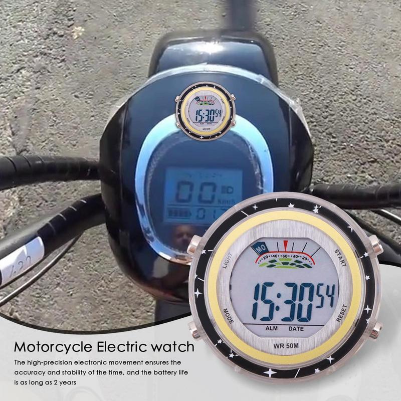 Bike Digital Watch Motorbike Clock Waterproof Handlebar Clock With Glowing Dial Motorbike Mount Watch Bike Handlebar Mini Clock