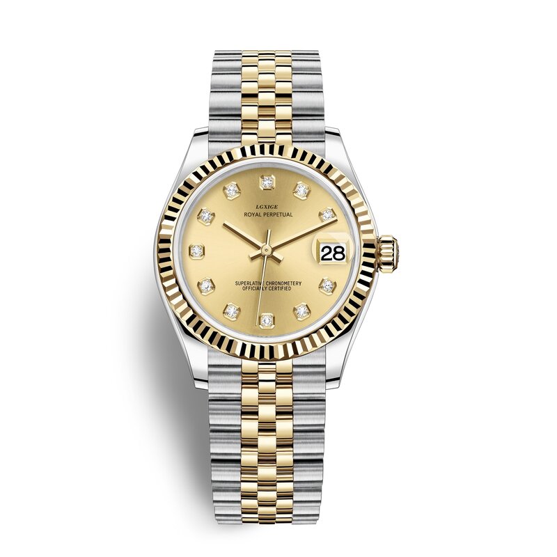 ساعة كوارتز كريستال للنساء ، ساعة يد للسيدات ، سوار من الفولاذ ، العلامة التجارية العليا ، الموضة ، الماس ، الإناث ، 2024