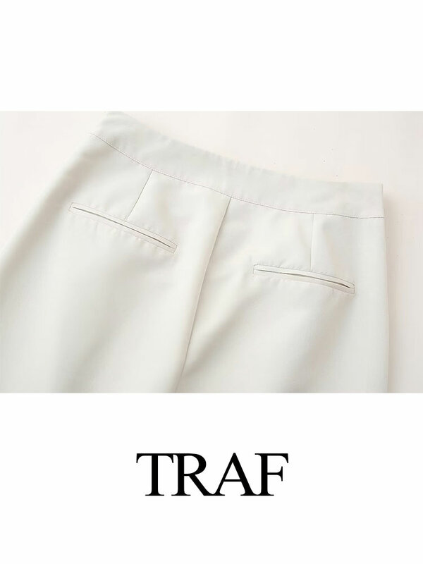 TRAF 2024 여름 여성 패션 스커트 트렌드 백 슬릿 슬림 미디 힙커버 스커트, 시크하고 우아한 스트리트 여성 스커트