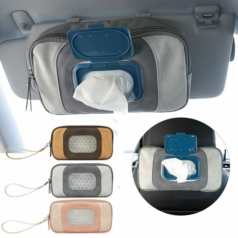 Cute Mommy Bag Baby Stroller Accessory Car Tissue Holder Wet Wipes Bag Flip Cover Tissue Box Baby Wet Wipe Pouch