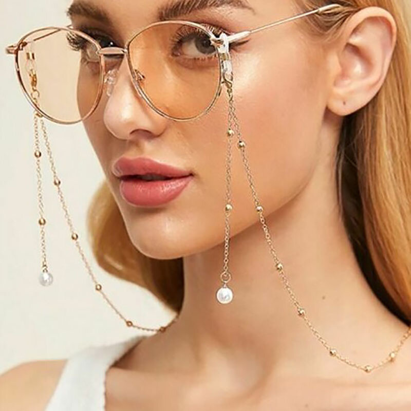 Cadena de gafas de sol de moda para mujer, colgante de perlas, anticaída, cordón para gafas, collar, correas de soporte