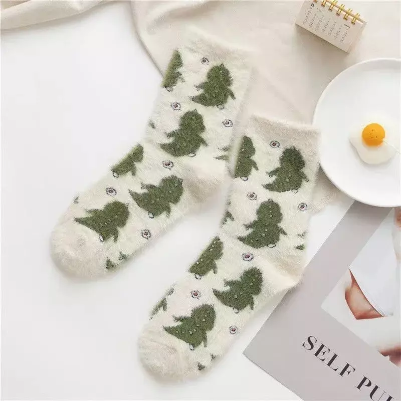 Cute Socks Autumn and Winter Plush Mink Stockings Thickened Girl Floor Stockings Postpartum Stockings Home Dressing  Harajuku