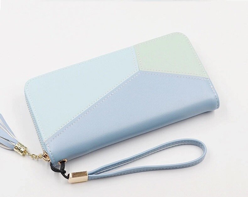 Girls Fashion Zipper Long Wallets Simple Handbags for Women Coin Purse Cards Holder Large Capacity Women's Purses  Splicing bags
