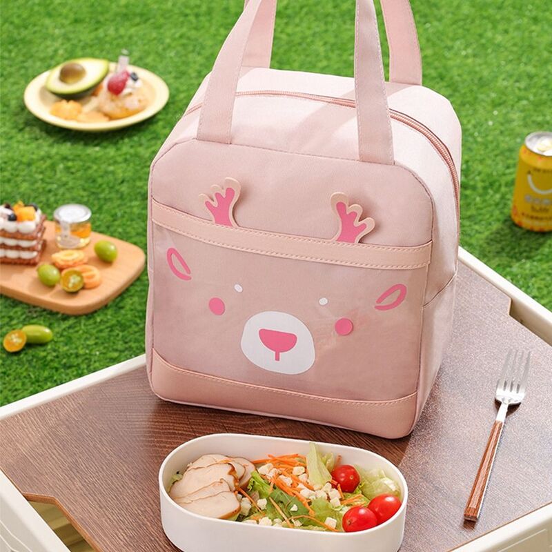 Food Hand Bags Cartoon Deer Lunch Bag Ox Cloth Insulation Package Tote Lunch Bag Cartoon Animal Cooler Lunch Box Bag
