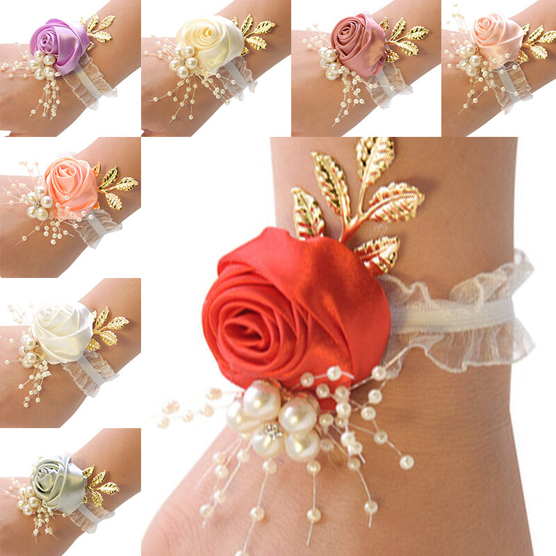 Женский браслет, свадебные аксессуары, бутоньерка для невесты, женский свадебный цветок