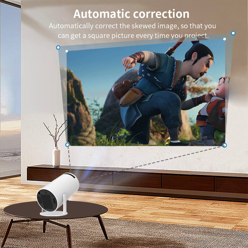 Projecteur intelligent Salange HY300 Android 11.0 MINI Portable WIFI Home Cinema 130 '' Video Beamer 1280 * 720P Support 1080P Pour SAMSUNG Apple Android Mobile Phone Outdoor 4K Movie HDMI