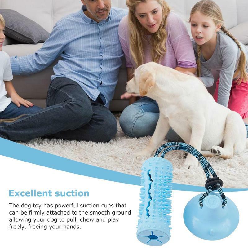 Mainan bola kunyah anjing untuk pengunyah anjing interaktif mainan Puzzle anjing Dispenser makanan cangkir hisap mainan tarik anjing untuk anjing gigi bersih