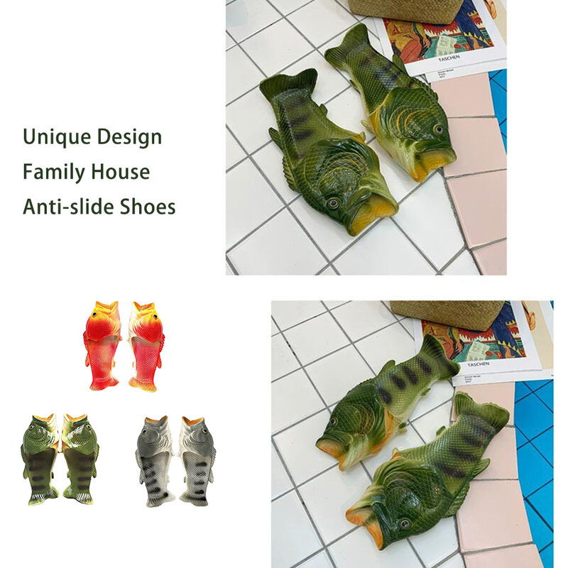 Zapatillas divertidas de pez, calzado de diseño único, sandalias familiares de playa