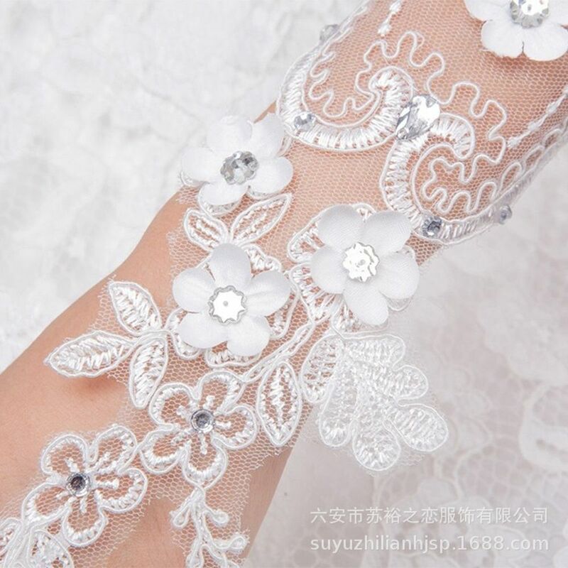 Sarung tangan pengantin wanita, sarung tangan mutiara tanpa jari lengan tangan pernikahan
