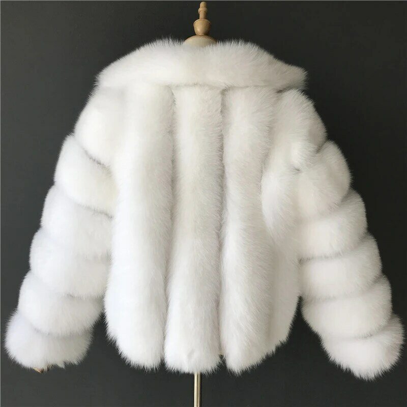Abrigo de piel mongol para mujer, chaqueta de piel sintética gris zorro plateado, grueso, cálido, esponjoso, ropa de abrigo de invierno para oficina, abrigos de piel Artificial para mujer