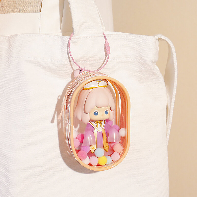 Boneka Jepang Kawaii 10cm tas display elemen kedua Anime transparan Itabag boneka Mini tas liontin kotak buta tas Organizer
