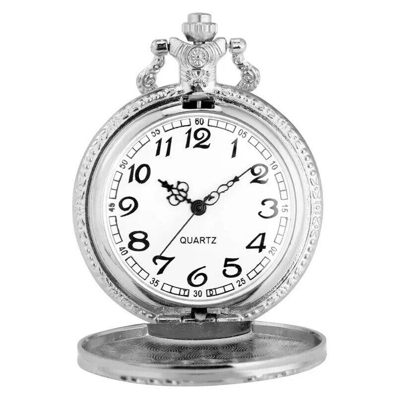 Bronze Hollow Out Locomotive Steam Train Clock Men Women Antique Quartz Pocket Watch Sweater Necklace Chain Gift Timepiece