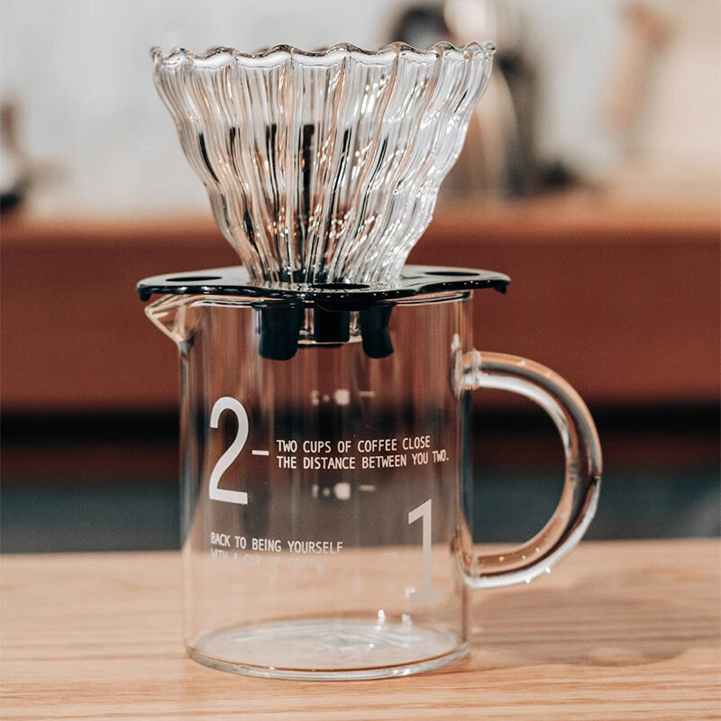 JINYOUJIA-Hand Brewed Coffee Sharing Pot Set with Scale, Borosilicate Glass, Handmade, Heat Resistant, Household, 400ml