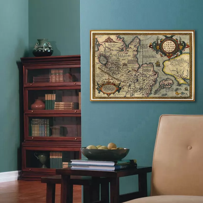 84*59cm Retro dekoracyjna mapa płótno malarstwo klasyczna ściana plakat artystyczny szkolne sypialnia salon Home Decor